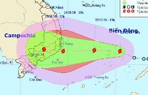 Dự báp hướng di chuyển và vùng ảnh hưởng của áp thấp nhiệt đới