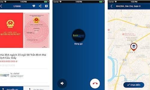Giao diện ứng dụng bất động sản hỗ trợ giọng nói của Startup Việt - Ảnh chụp màn hình