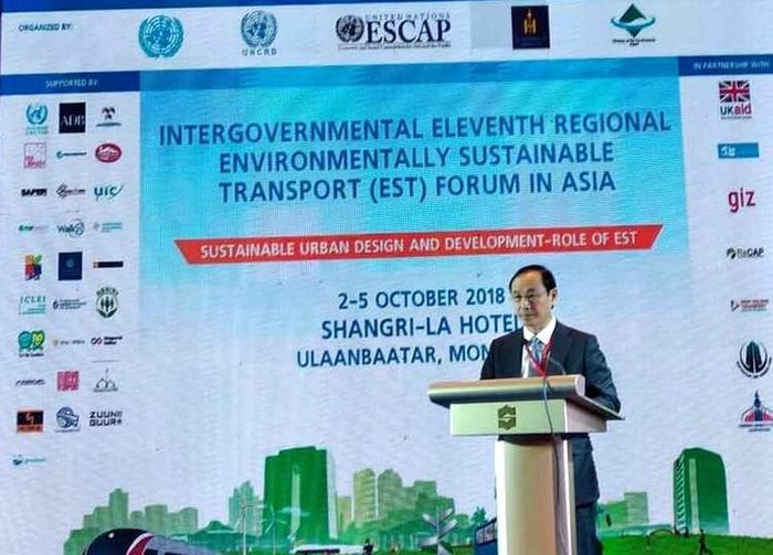 Tại Diễn đàn EST 11 năm 2018 diễn ra ở Mông Cổ, Thứ trưởng Lê Đình Thọ thông báo về việc Việt Nam sẽ đăng cai tổ chức Diễn đàn Liên Chính phủ về GTVT bền vững môi trường khu vực châu Á vào năm 2019