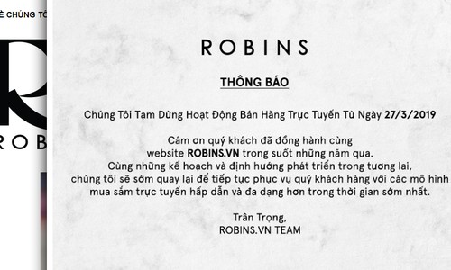 Thông báo được đăng tải trên robins.vn