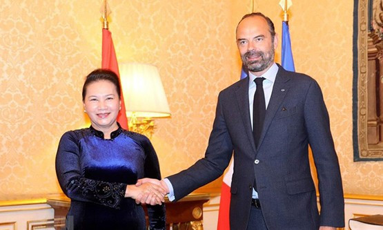 Chủ tịch Quốc hội Nguyễn Thị Kim Ngân hội kiến Thủ tướng Cộng hòa Pháp Edouard Philippe tại Paris - Ảnh: TTXVN
