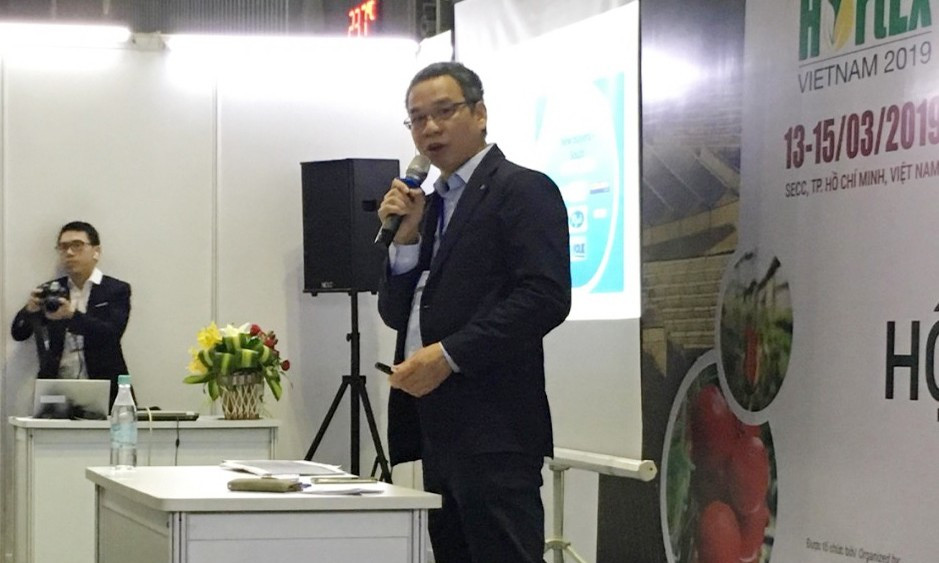 Ông Đào Trọng Khoa, Phó Chủ tịch Hiệp hội VLA trình bày về dây chuyền cung ứng lạnh của Việt Nam tại Hortex Vietnam 2019