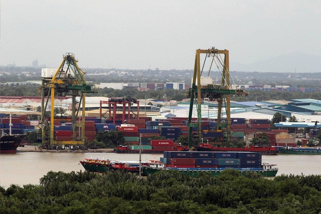 Xuất nhập khẩu hàng hóa tại cảng container quốc tế Việt Nam ở quận 7, TP HCM - Ảnh: HOÀNG TRIỀU