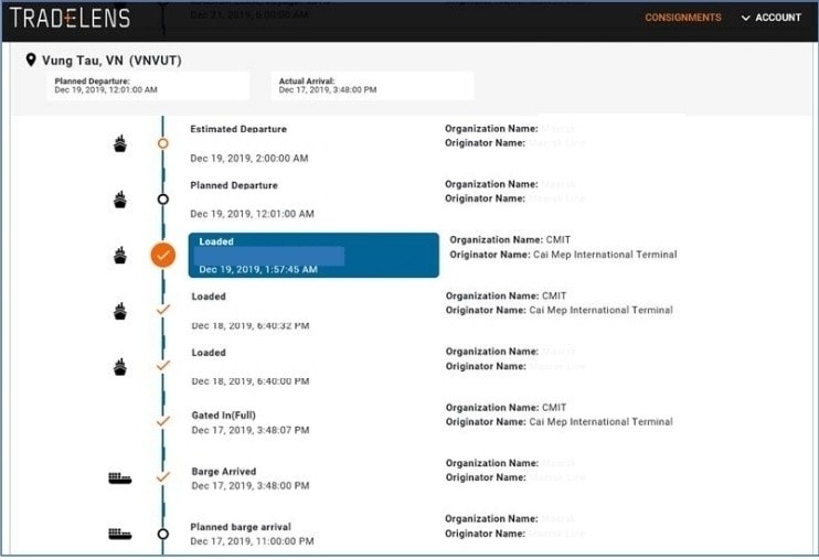 Khi tham gia vào chuỗi cung ứng số hóa TradeLens, các bên liên quan có thể cùng lúc biết tất cả các thông số của 1 container hàng khi đăng nhập vào hệ thống này