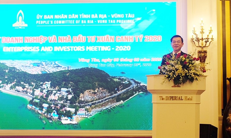 Ông Nguyễn Hồng Lĩnh - Ủy viên Ban chấp hành Trung ương Đảng, Bí thư Tỉnh ủy Bà Rịa - Vũng Tàu phát biểu tại Hội nghị  (Ảnh: Quang Anh)