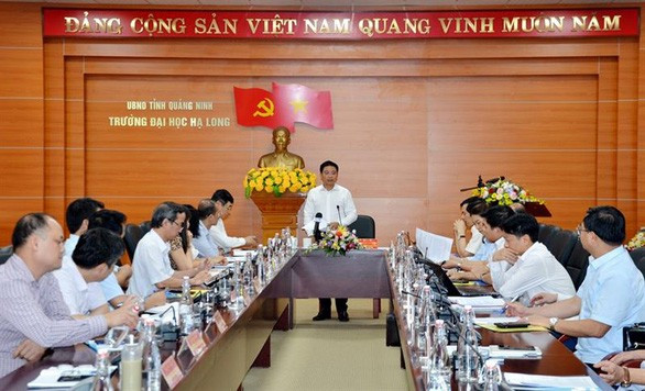 Ông Nguyễn Văn Thắng làm việc tại Trường đại học Hạ Long - Ảnh: Cổng thông tin điện tử tỉnh Quảng Ninh