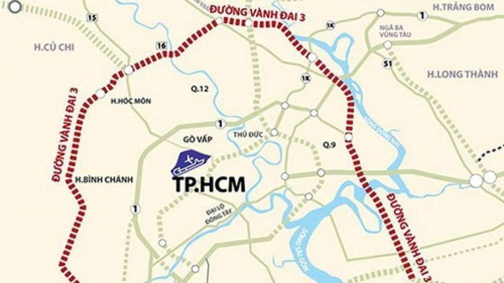 Tuyến Vành đai 3 TP HCM có 4 đoạn nhưng đến nay chỉ mới hoàn thiện được 1 đoạn Tân Vạn - Bình Chuẩn đã làm xong, các đoạn khác vẫn chưa triển khai vì chưa xác định được nguồn vốn