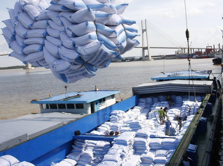 Giá trị xuất khẩu gạo của Việt Nam liên tục tăng trưởng. Trong ảnh: Bốc xếp gạo xuất khẩu tại cảng Sài Gòn - Ảnh: TTXVN