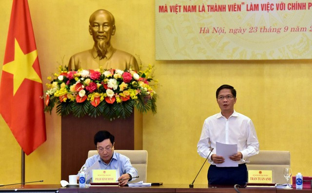 Bộ trưởng Bộ Công Thương Trần Tuấn Anh báo cáo về tình hình thực hiện các Hiệp định FTA mà Việt Nam là thành viên - (Ảnh: Bộ Công Thương)