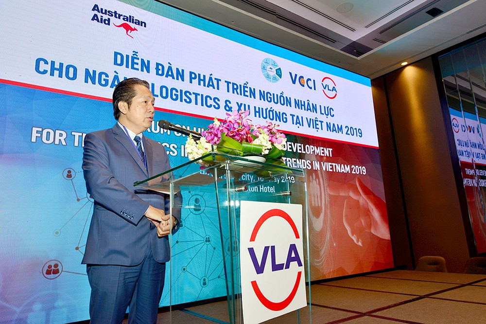 Ông Lê Duy Hiệp, Chủ tịch Hiệp hội VLA tại Diễn đàn phát triển nguồn nhân lực cho ngành logistics & xu hướng tại Việt Nam 2019