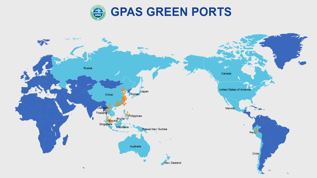 Bản đồ các quốc gia đã đạt giải thưởng Cảng xanh trong khu vực APEC