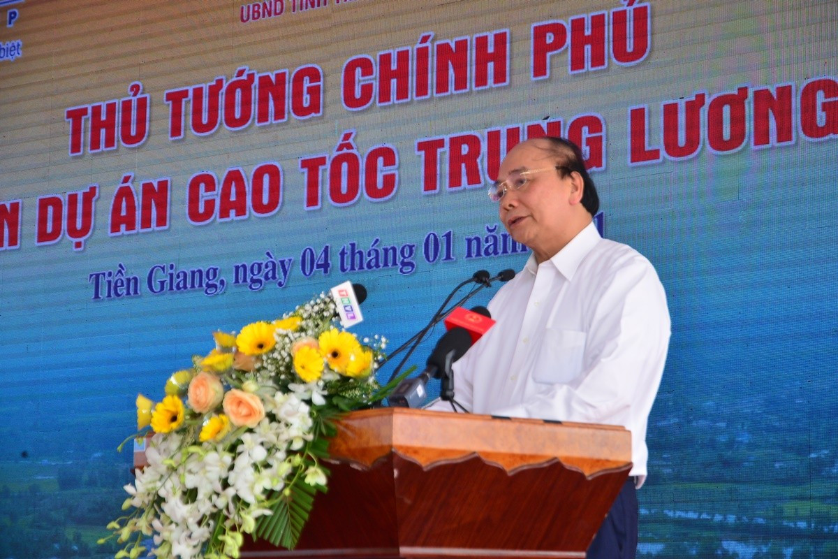 Thủ tướng Nguyễn Xuân Phúc phát biểu tại Lễ thông tuyến cao tốc Trung Lương - Mỹ Thuận