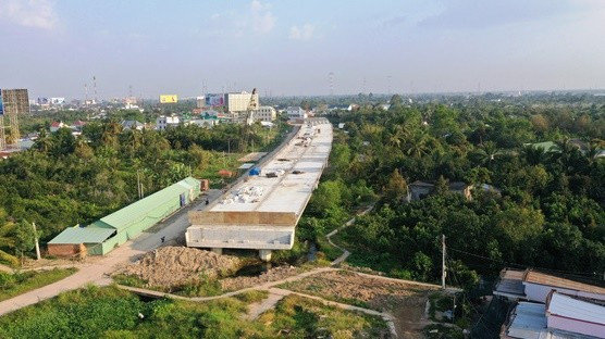 Hình hài cầu dẫn vào cầu Mỹ Thuận 2 phía tỉnh Tiền Giang