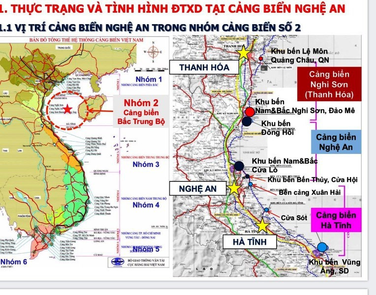 Sơ đồ quy hoạch cảng biển Nghệ An và vùng Bắc Trung bộ do Ban tư vấn Bộ Giao thông Vận tải thiết kế