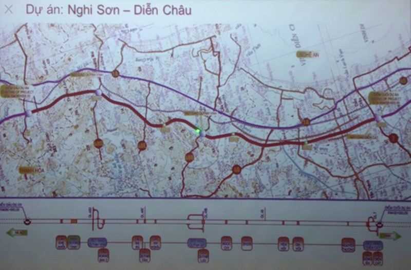 Sơ đồ dự án cao tốc Bắc Nam đoạn Nghi Sơn - Diễn Châu: Ảnh: Thành Vinh