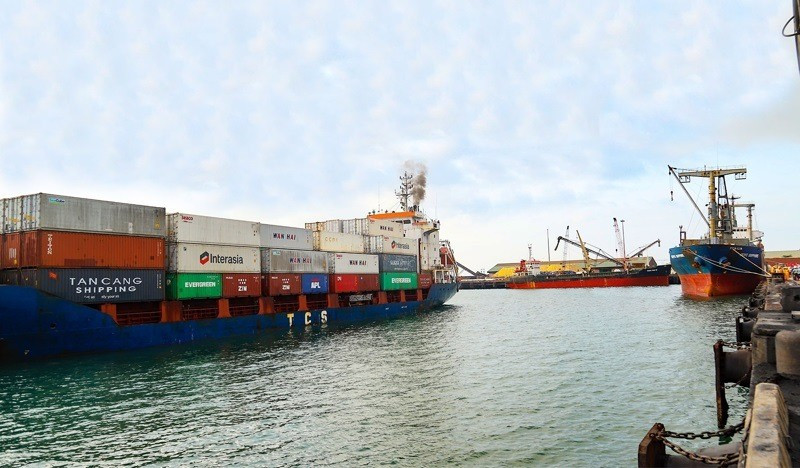 Tàu container cỡ lớn cập cảng Vũng Áng, tỉnh Hà Tĩnh - Ảnh: Sơn Dương