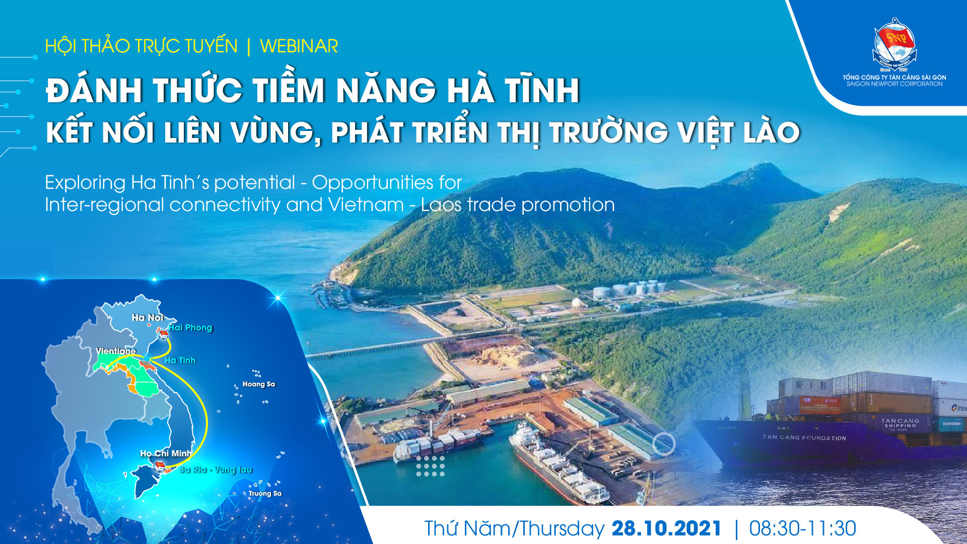 Dự kiến ngày 28/10, Hội thảo trực tuyến Đánh thức tiềm năng Hà Tĩnh - Kết nối liên vùng phát triển thị trường Việt - Lào sẽ bàn về các giải pháp phát triển hệ sinh thái logistics tại Vũng Áng