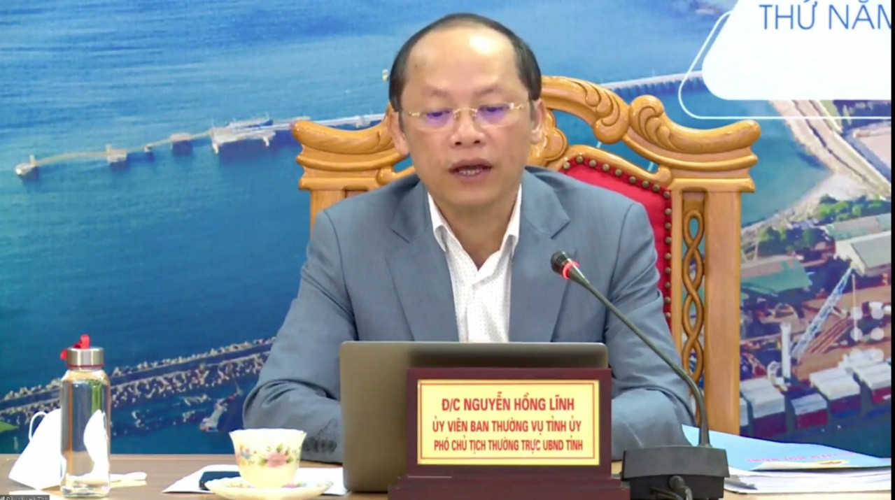 Phó Chủ tịch Thường trực UBND tỉnh Hà Tĩnh Nguyễn Hồng Lĩnh phát biểu