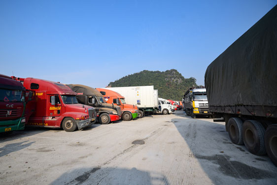 Hàng ngàn xe container chở nông sản vẫn ùn ứ ở khu vực cửa khẩu Tân Thanh