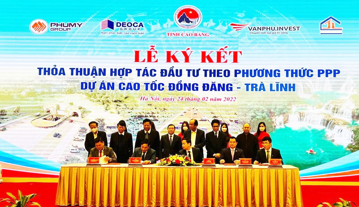 Lễ ký kết thỏa thuận hợp tác đầu tư theo phương thức PPP dự án cao tốc Đồng Đăng - Trà Lĩnh diễn ra hôm 24/02/2022