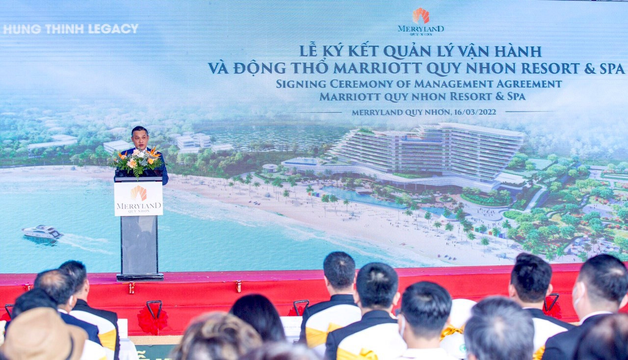 Ông Nguyễn Văn Cường – Phó Chủ tịch Tập đoàn Hưng Thịnh khẳng định khi hoàn thành, Marriott Quy Nhon Resort & Spa sẽ là một trong những biểu tượng du lịch của MerryLand nói riêng, và thành phố Quy Nhơn nói chung