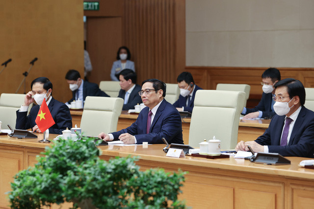 Thủ tướng Phạm Minh Chính khẳng định chuyến thăm Việt Nam của Thủ tướng Ismail Sabri Yaakob tạo động lực mới cho việc củng cố và đẩy mạnh hơn nữa quan hệ hợp tác Việt Nam – Malaysia - Ảnh: VGP/Nhật Bắc