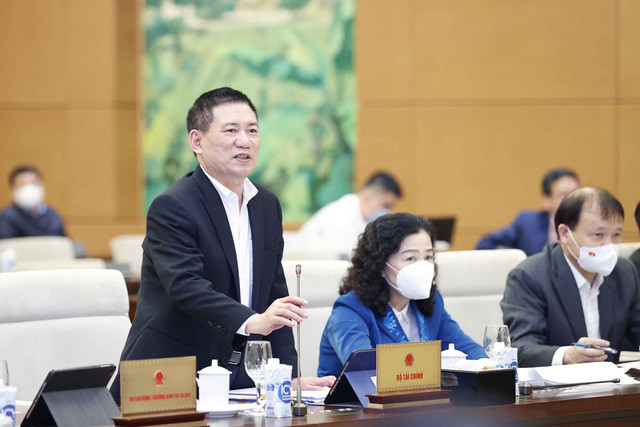 Bộ trưởng Hồ Đức Phớc phát biểu tại Phiên họp của Ủy ban Thường vụ Quốc hội chiều 23/3. Ảnh: VGP/Lê Sơn