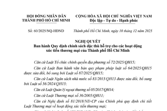 Nghị quyết 60/2025/NQ-HĐND: Đòn bẩy chính sách mới cho xúc tiến thương mại và DNNVV TP.HCM