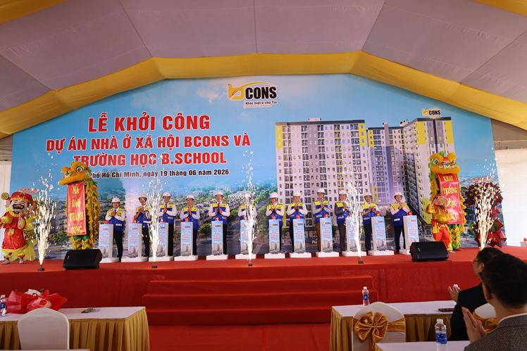 Bcons chính thức khởi công dự án nhà ở xã hội và trường học B.School