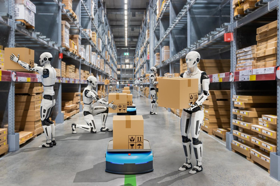Humanoid bước vào kho